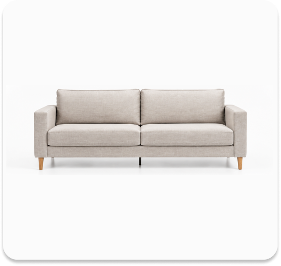 Light Grey Three-Seater Couch on a white background